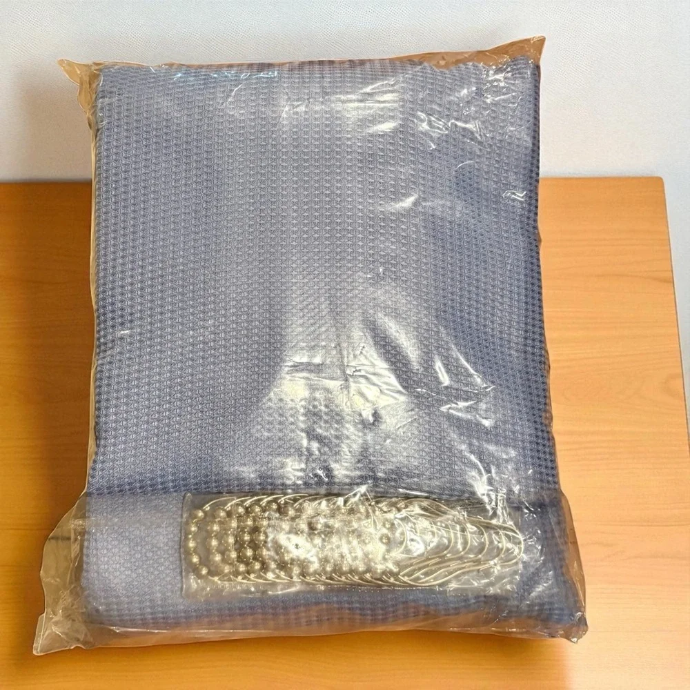 Dynamene Blue Fabric Shower Curtain Waffle Weave Textured Heavy Duty & Hooks NWT